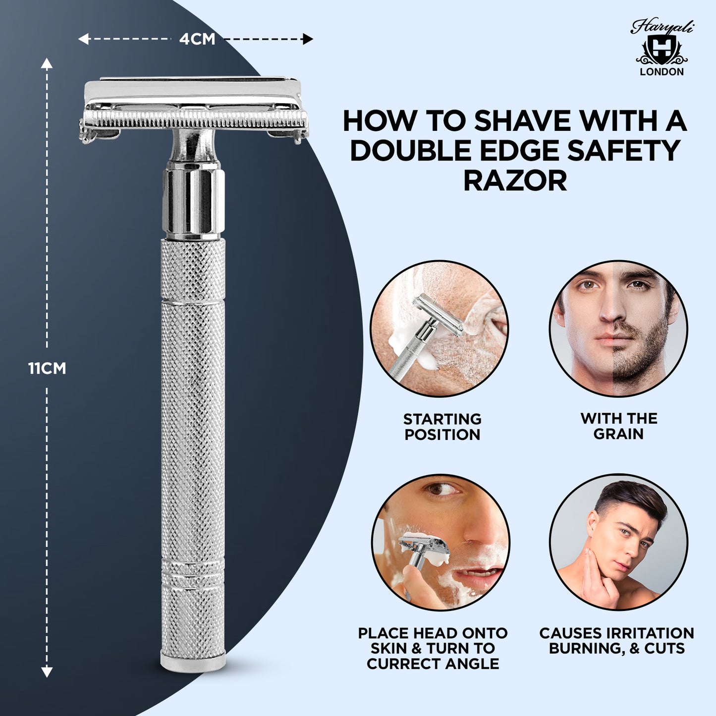 Haryali's Butterfly Safety Razor - Steel Handle