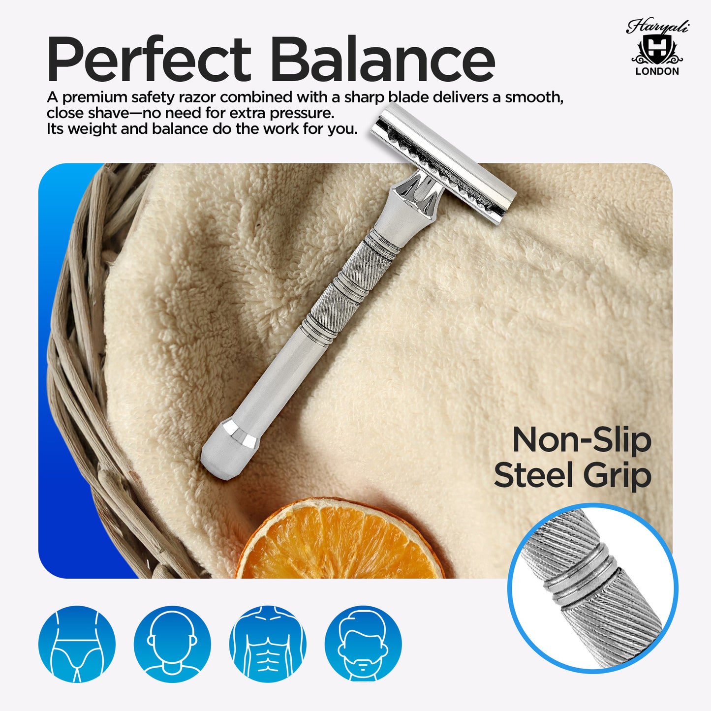 Double Edge Razor Stainless Steel Grip Pad