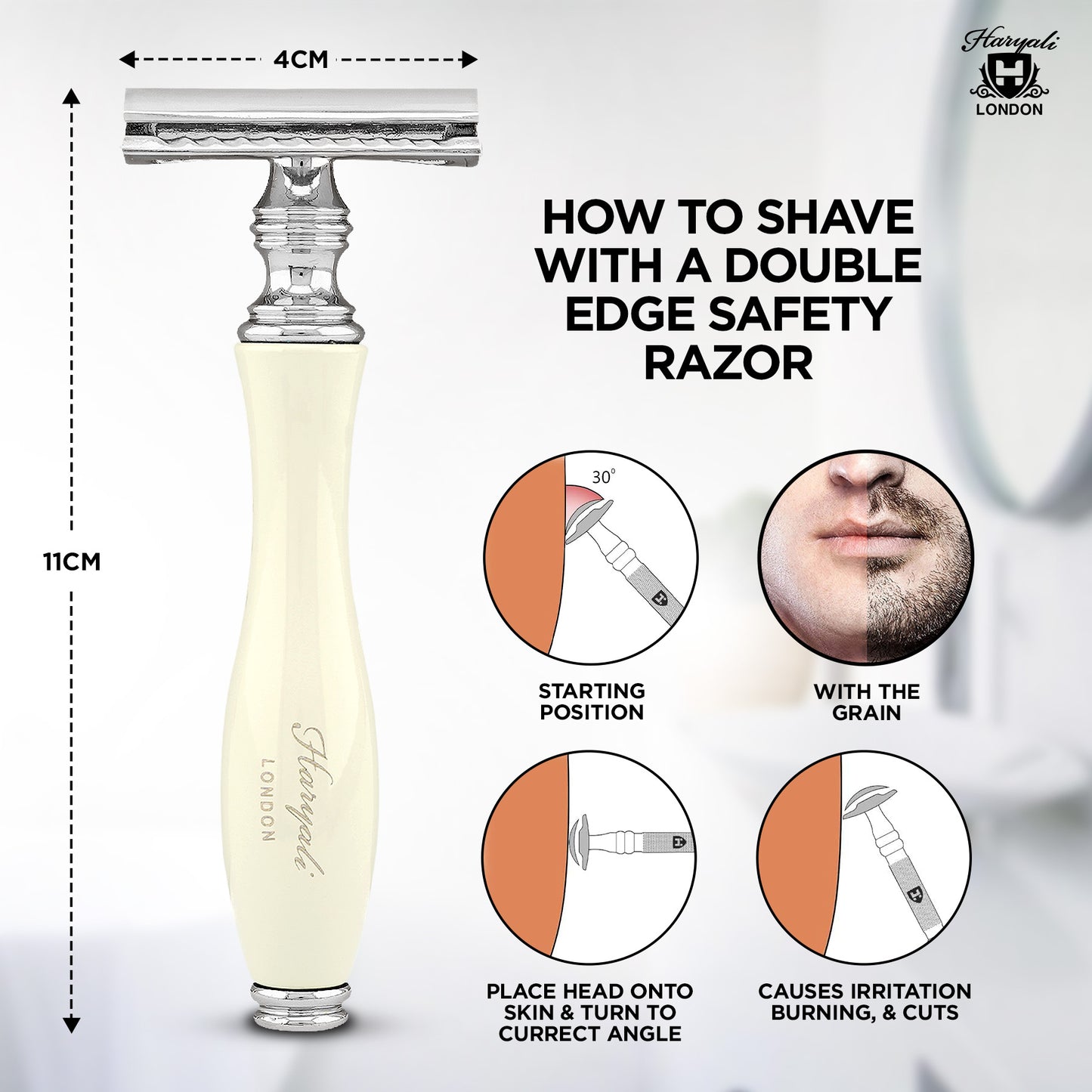 Haryali's Double Edge Safety Razor - Ivory