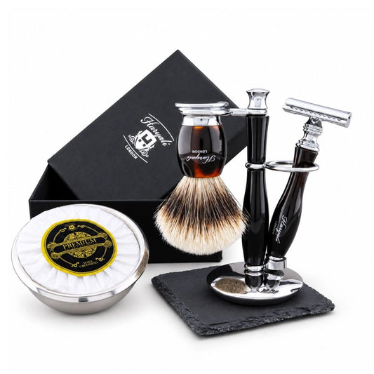 Premium Indigo 5 Piece Silvertip Badger Hair Shaving Kit For Men