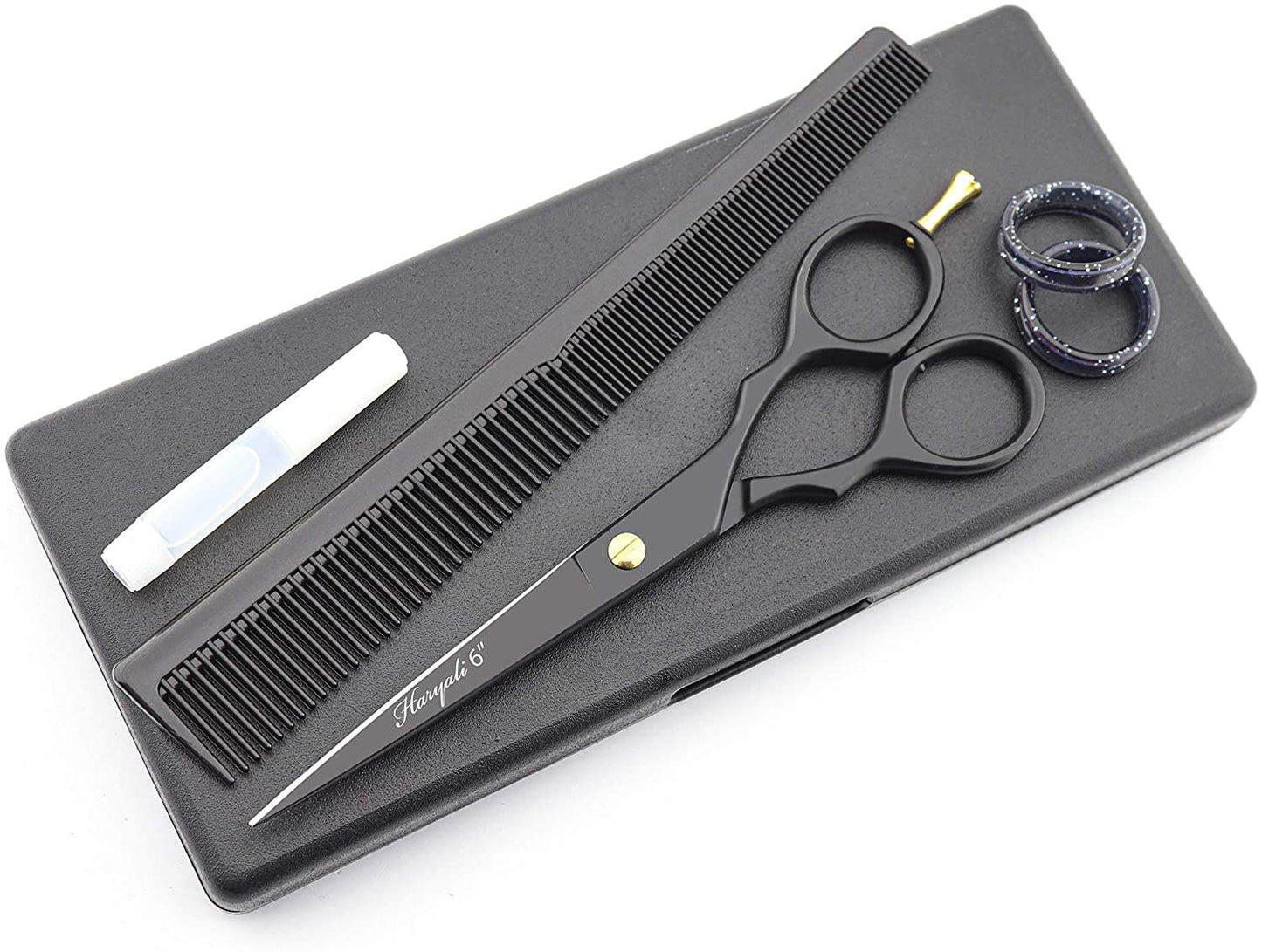 Professional Black 6.0" Barber Scissors with Razor Sharp Edges - HARYALI LONDON