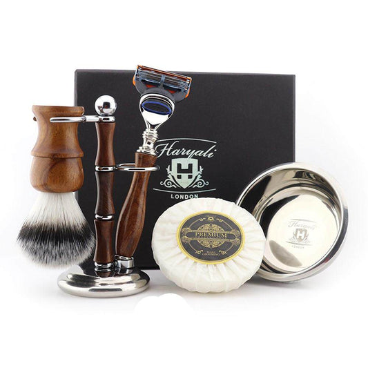 Haryali's Wooden Synthetic Hair Shaving Set - HARYALI LONDON