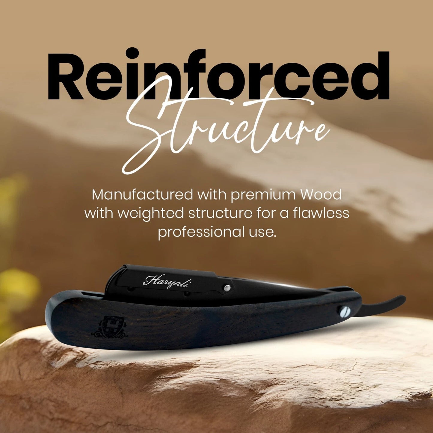 Dark Wood Cut Throat Straight Razor with Replaceable Blade - HARYALI LONDON