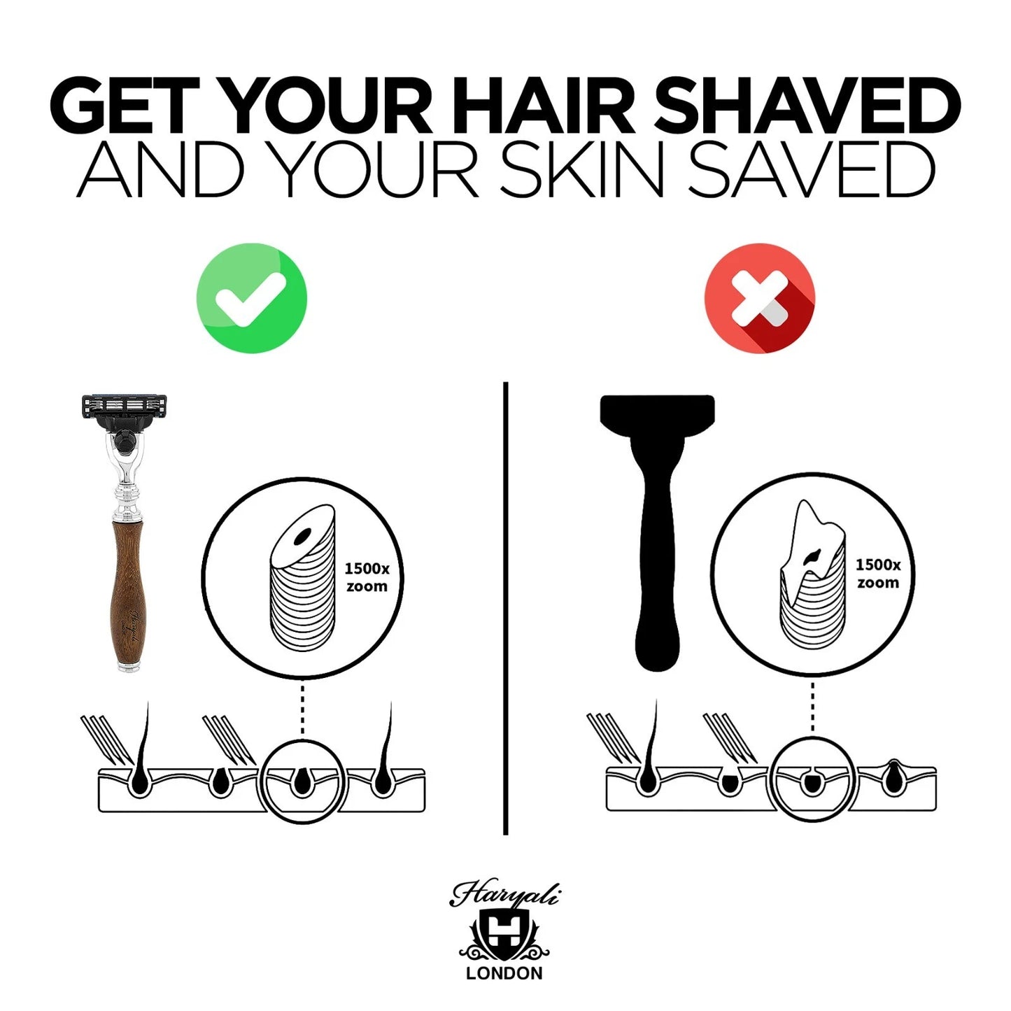 Haryali's 3 Edge Shaving Razor Wooden Handle - HARYALI LONDON