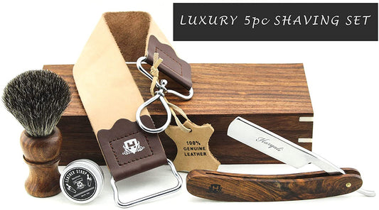 Haryali's Straight Edge Razor Kit - Wood Handle