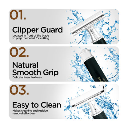 Haryali's Runder Rasierhobel mit Doppelklinge – Schwarz