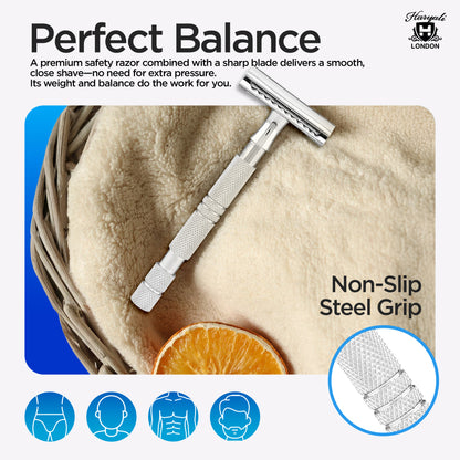 Doppelschneidiger Rasierhobel mit Schaumbeutel