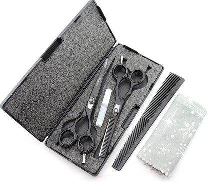 Haryali Schwarzes professionelles 6-Zoll-Haarschneide-Effilierscheren-Set
