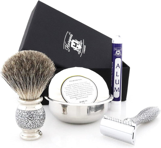 5-teiliges Rasierset - Antiksilber 