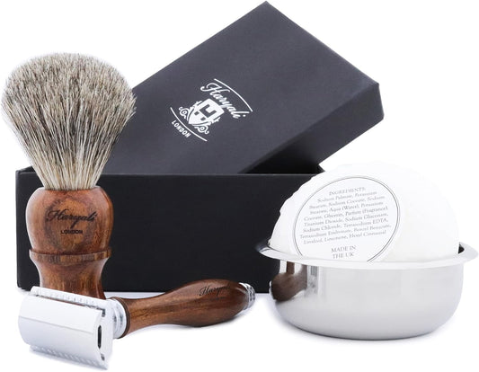 4-teiliges Rasierset – Holz 