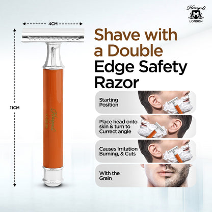 Haryali's Round Double Edge Safety Razor - Orange