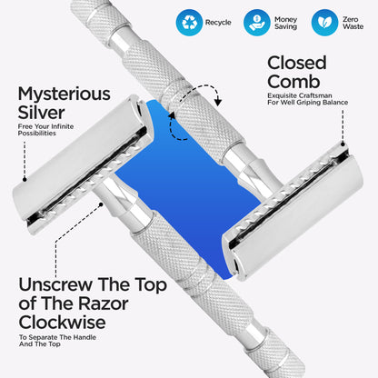 Doppelschneidiger Rasierhobel mit Schaumbeutel