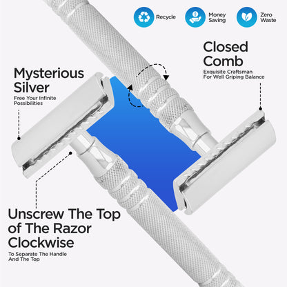 Sleek stainless steel safety razor by Haryali