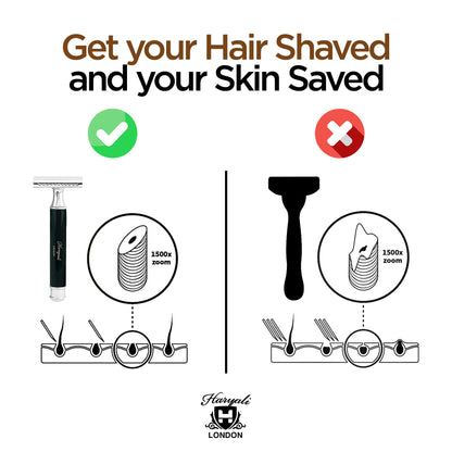 Haryali's Runder Rasierhobel mit Doppelklinge – Schwarz