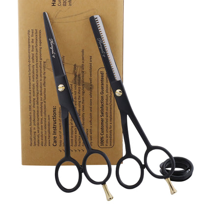 Black 6 Inch Hairdressing Barber Scissors & Thinning Scissors Set