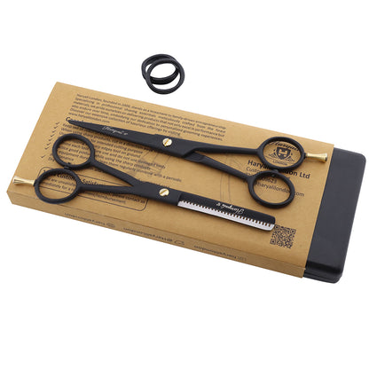 Black 6" Right-Handed Hair Scissors and Thinning Shears Set