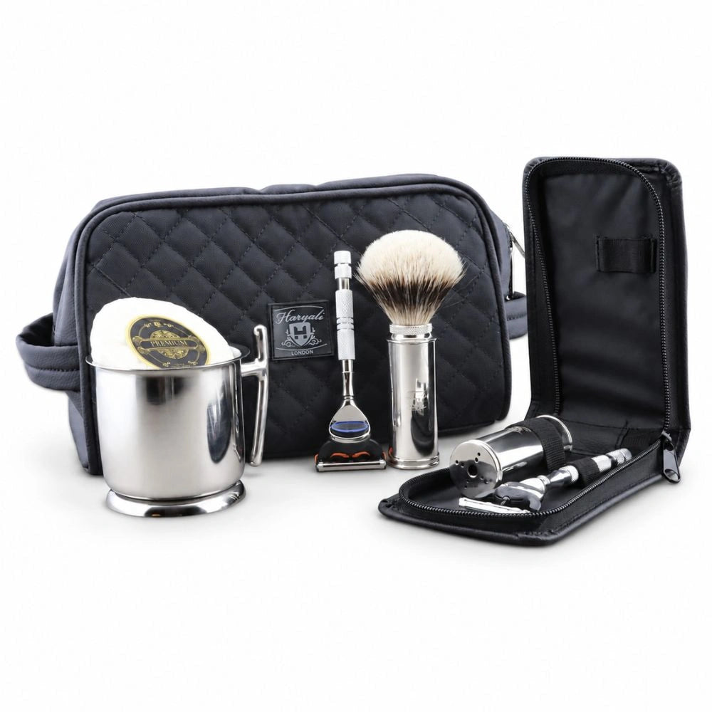 Haryalis Travel Range Silberspitz-Dachshaar-Rasierset 