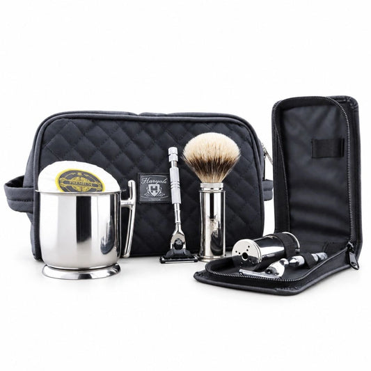 Haryalis Travel Range Silberspitz-Dachshaar-Rasierset 