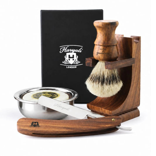 Premium Wooden 5-Piece Straight Edge Razor Shaving Kit