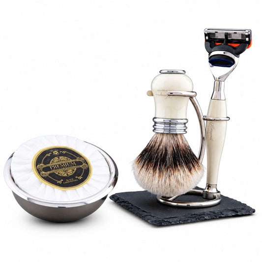 Haryalis Lille Range Silberspitz-Dachshaar-Rasierset