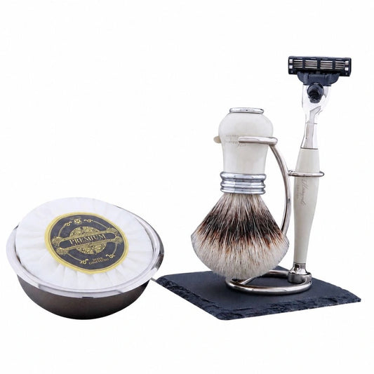 Haryalis Lille Range Silberspitz-Dachshaar-Rasierset