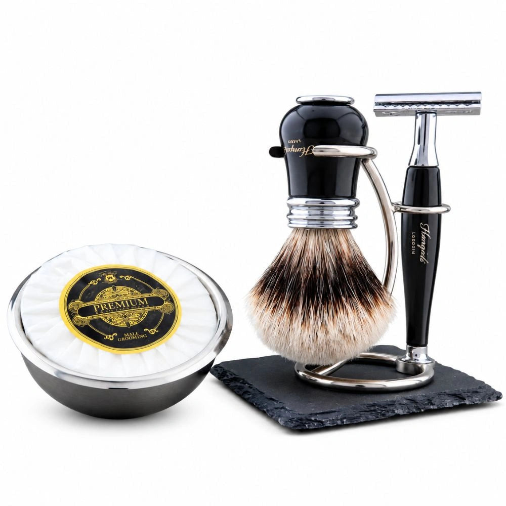 Haryalis Lille Range Silberspitz-Dachshaar-Rasierset