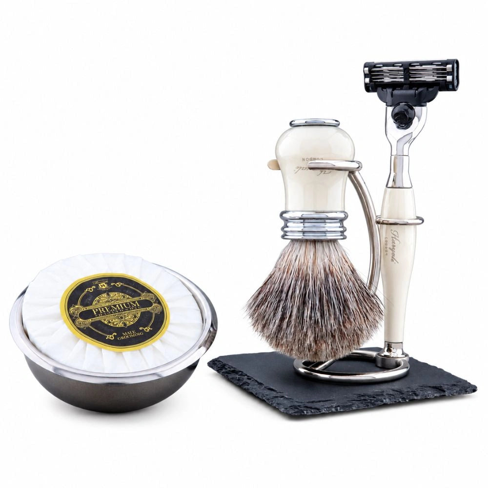 Lille 5Pc Grey Fibre Shaving Kit For Mens Grooming