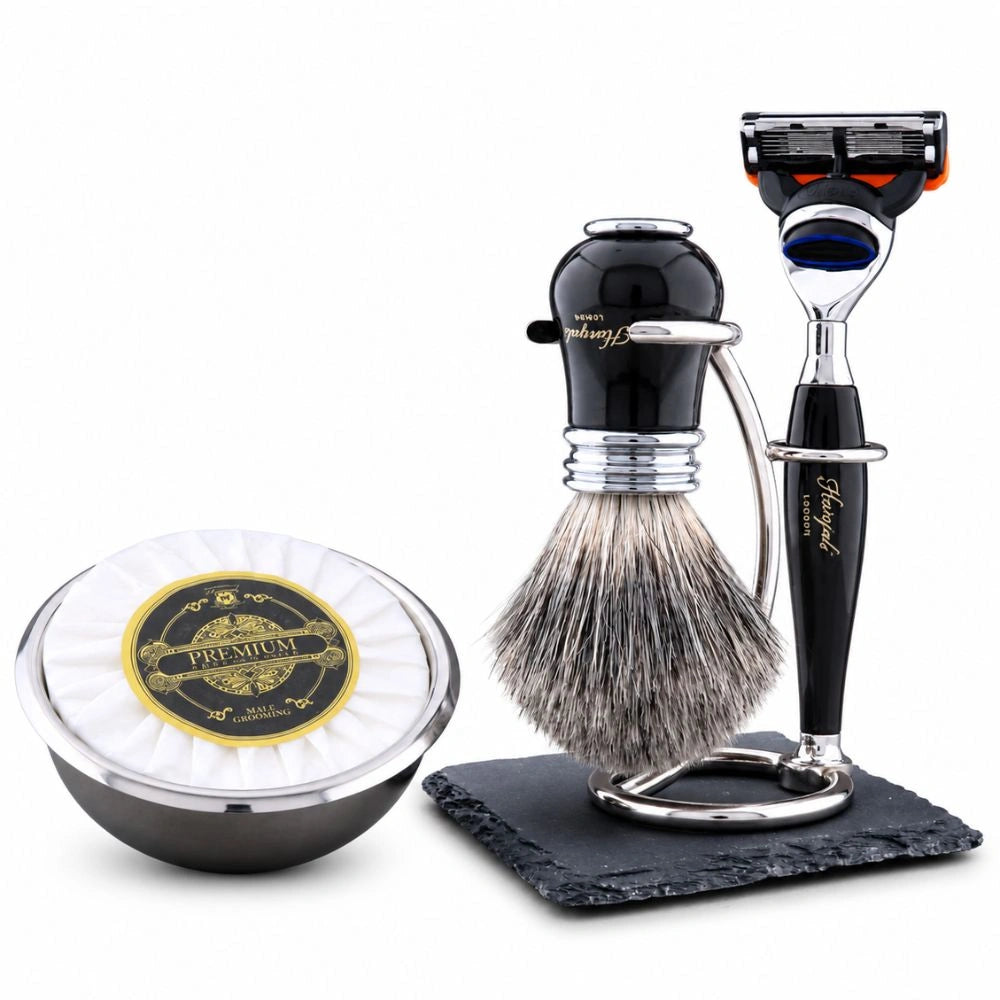Lille 5Pc Grey Fibre Shaving Kit For Mens Grooming