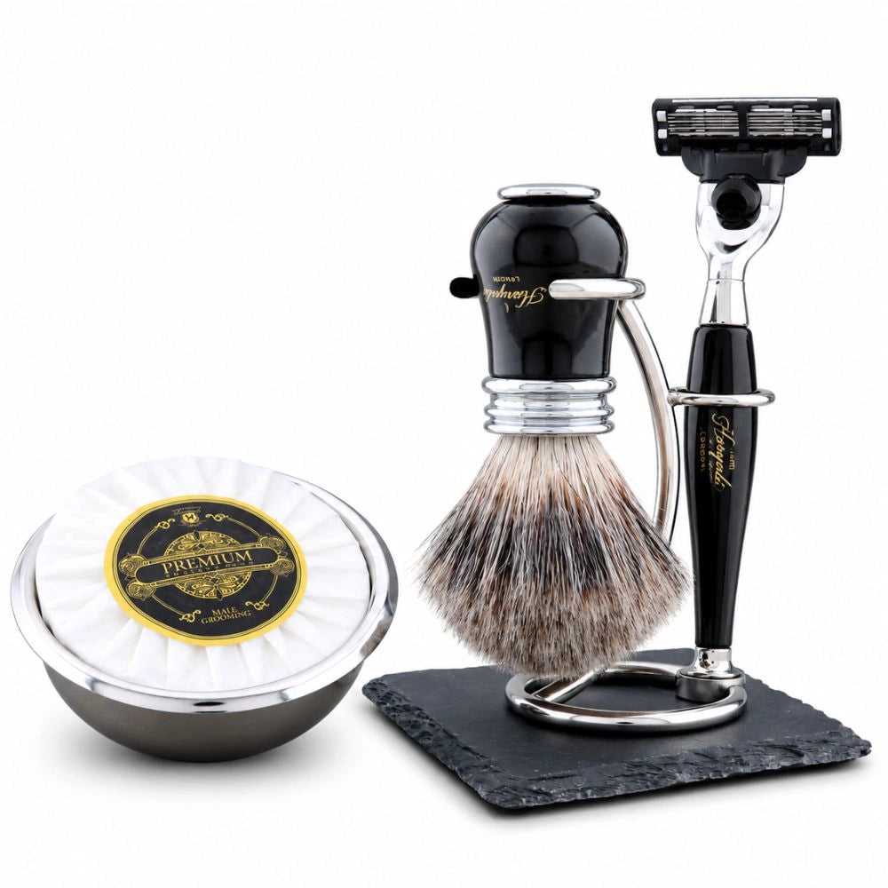 Lille 5Pc Grey Fibre Shaving Kit For Mens Grooming