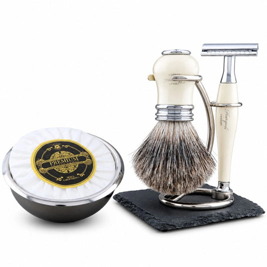 Lille 5Pc Grey Fibre Shaving Kit For Mens Grooming