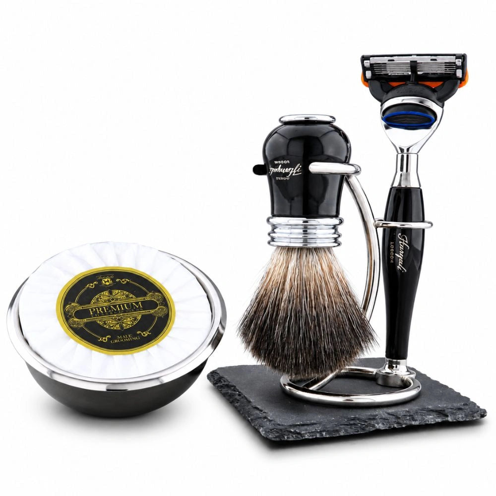 Lille 5 Piece Black Synthetic Shaving Kit For Men