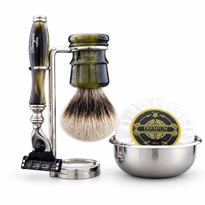Lincoln 5 Pc Silvertip Badger Shaving Kit For Men