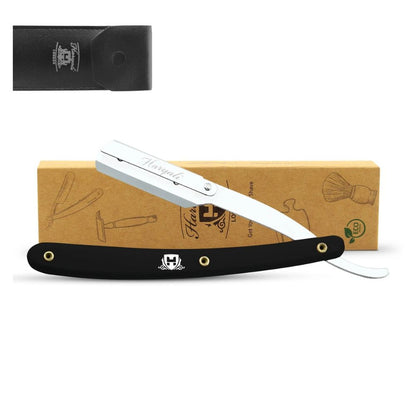 Plastic Cut Throat Razor with Replaceable Blades in Black