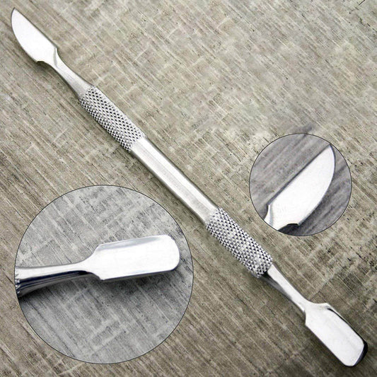 High Grade Stainless Steel Cuticle Knife & Pusher for Finger Nails - Unisex - HARYALI LONDON