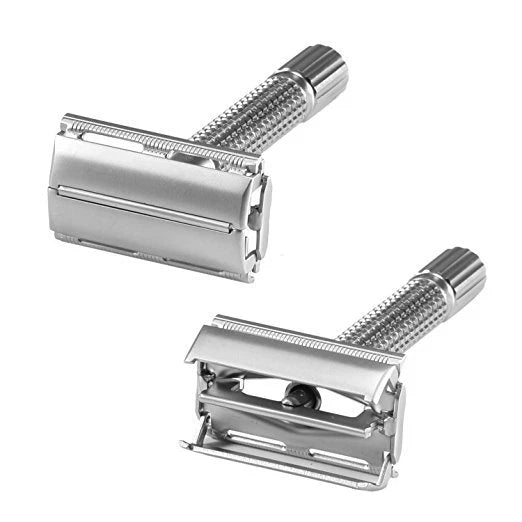Diamond-Knurled Grip Stainless Steel Butterfly Safety Razor