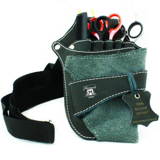 Leather Scissor Holster Pouch Green for Barbers & Hairdressers - HARYALI LONDON