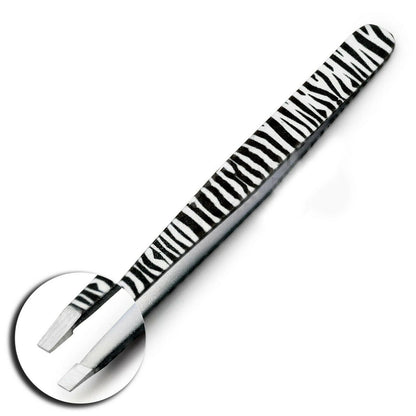 Professional Stainless Steel Zebra Print Eyebrow Tweezers Set - HARYALI LONDON