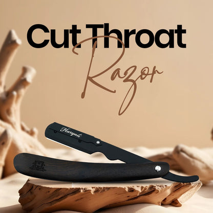 Dark Wood Cut Throat Straight Razor with Replaceable Blade - HARYALI LONDON