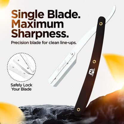 Plastic Cut Throat Razor with Replaceable Blades in Black - HARYALI LONDON