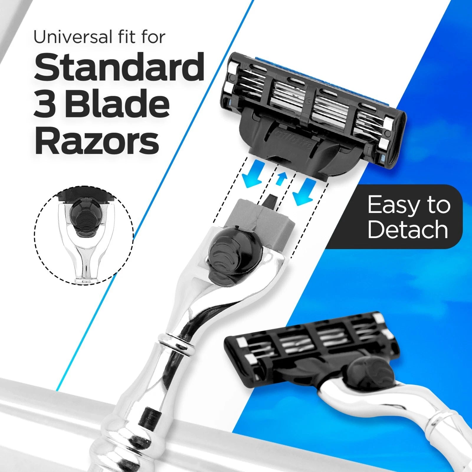 3 Blade Razor Stainless Steel Handle Perfect Grip - HARYALI LONDON