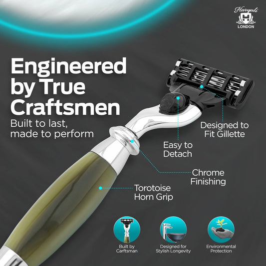 Tandoori 3 Edge Shaving Razor Tortoise Horn Imitation - HARYALI LONDON
