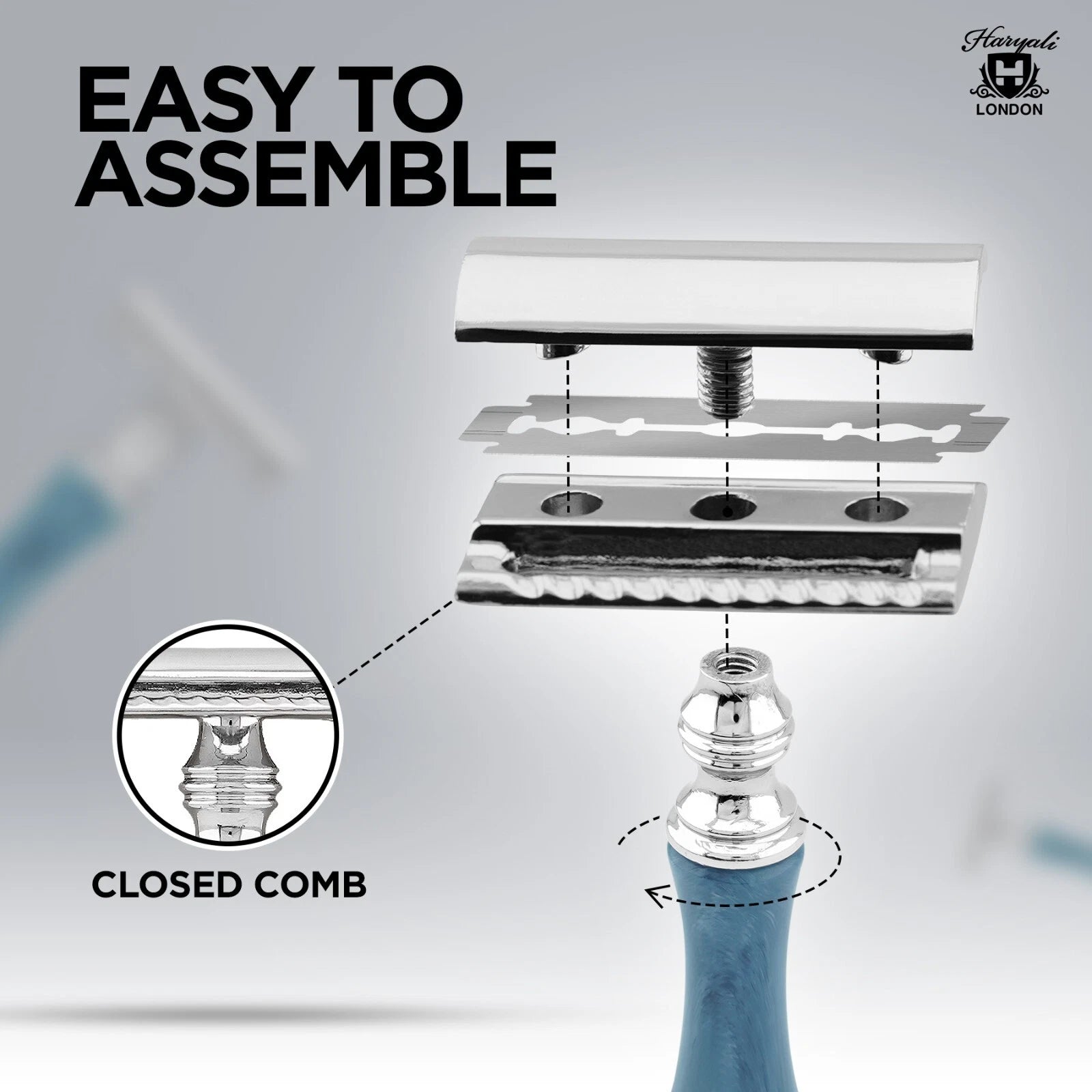 Haryali's Double Edge Safety Razor - Blue - HARYALI LONDON