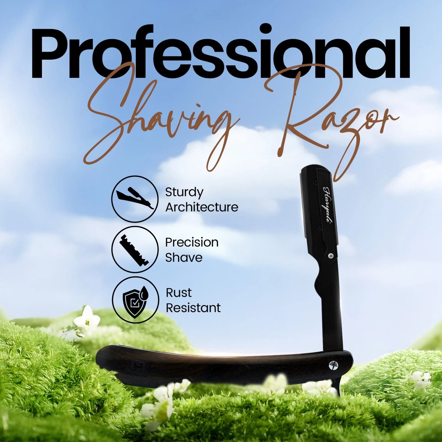 Dark Wood Cut Throat Straight Razor with Replaceable Blade - HARYALI LONDON