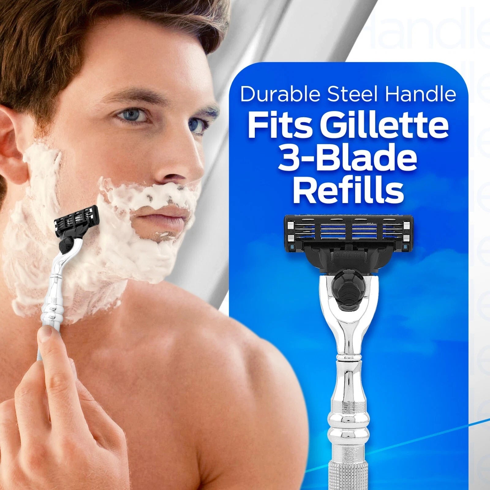 3 Blade Razor Stainless Steel Handle Perfect Grip - HARYALI LONDON