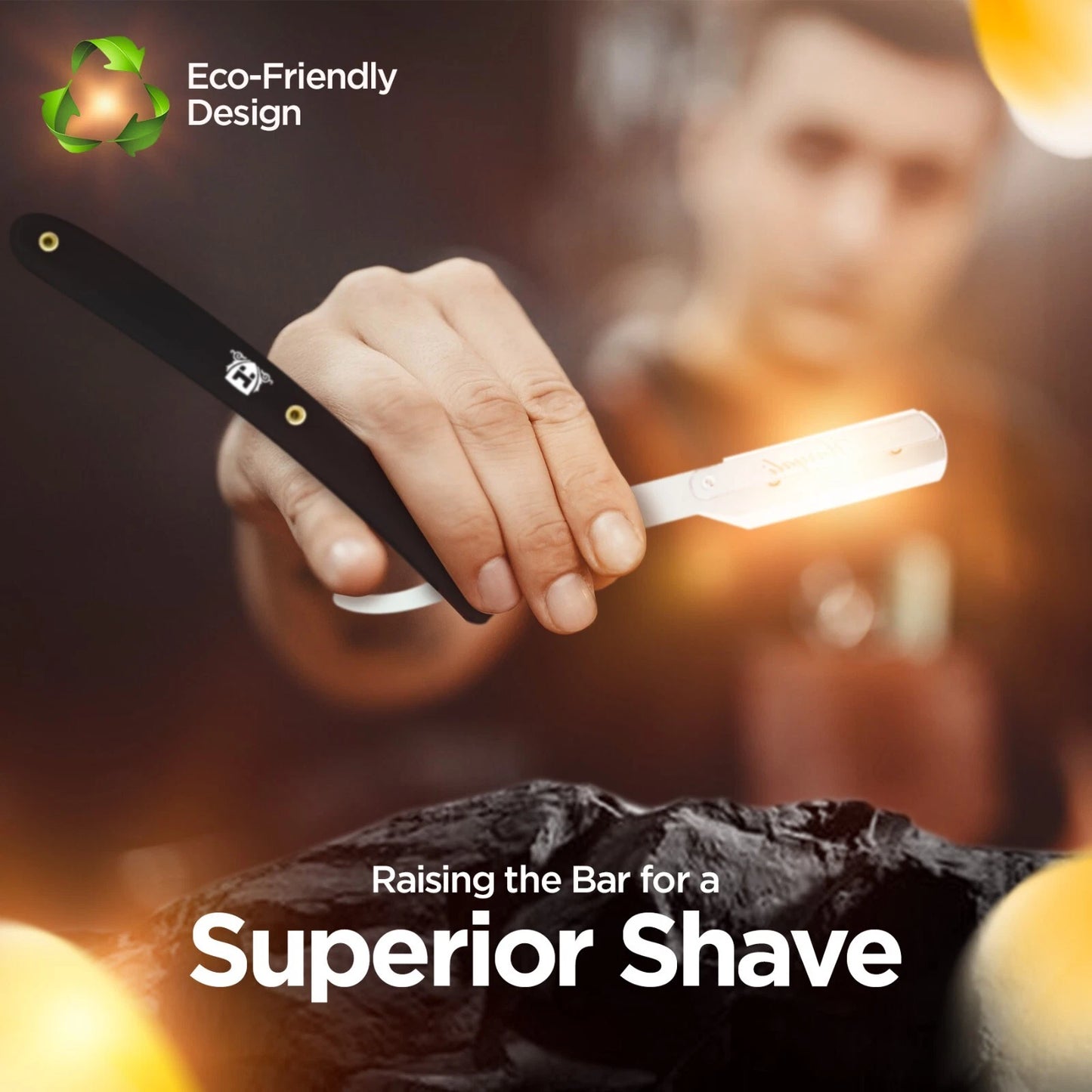 Plastic Cut Throat Razor with Replaceable Blades in Black - HARYALI LONDON