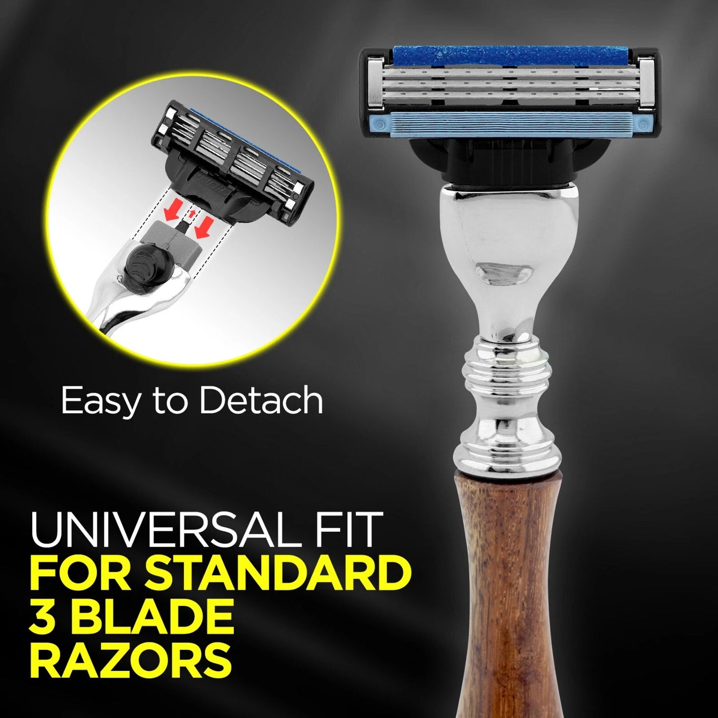 Haryali's 3 Edge Shaving Razor, Wooden Handle