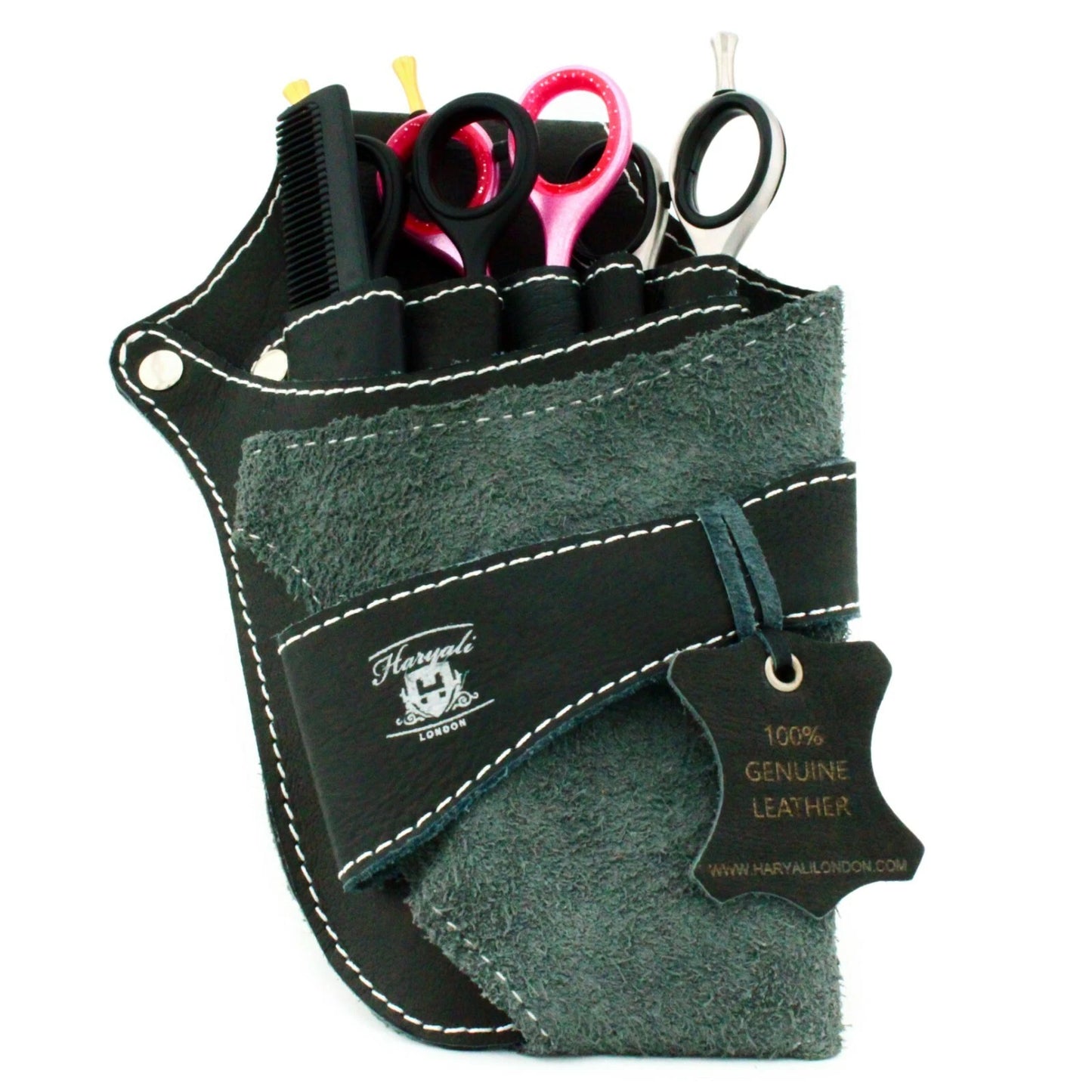 Leather Scissor Holster Pouch Green for Barbers & Hairdressers - HARYALI LONDON