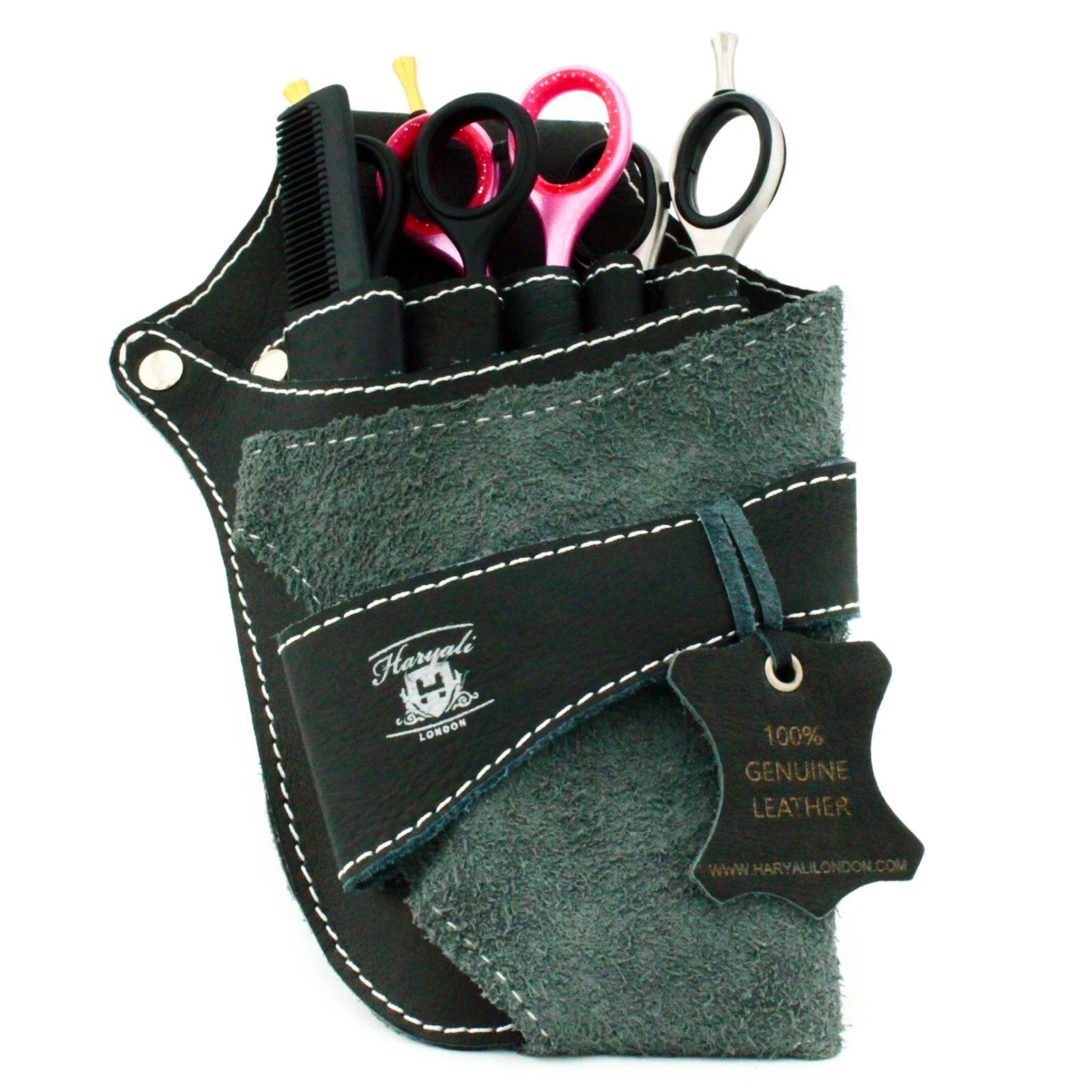 Leather Scissor Holster Pouch Green for Barbers & Hairdressers - HARYALI LONDON