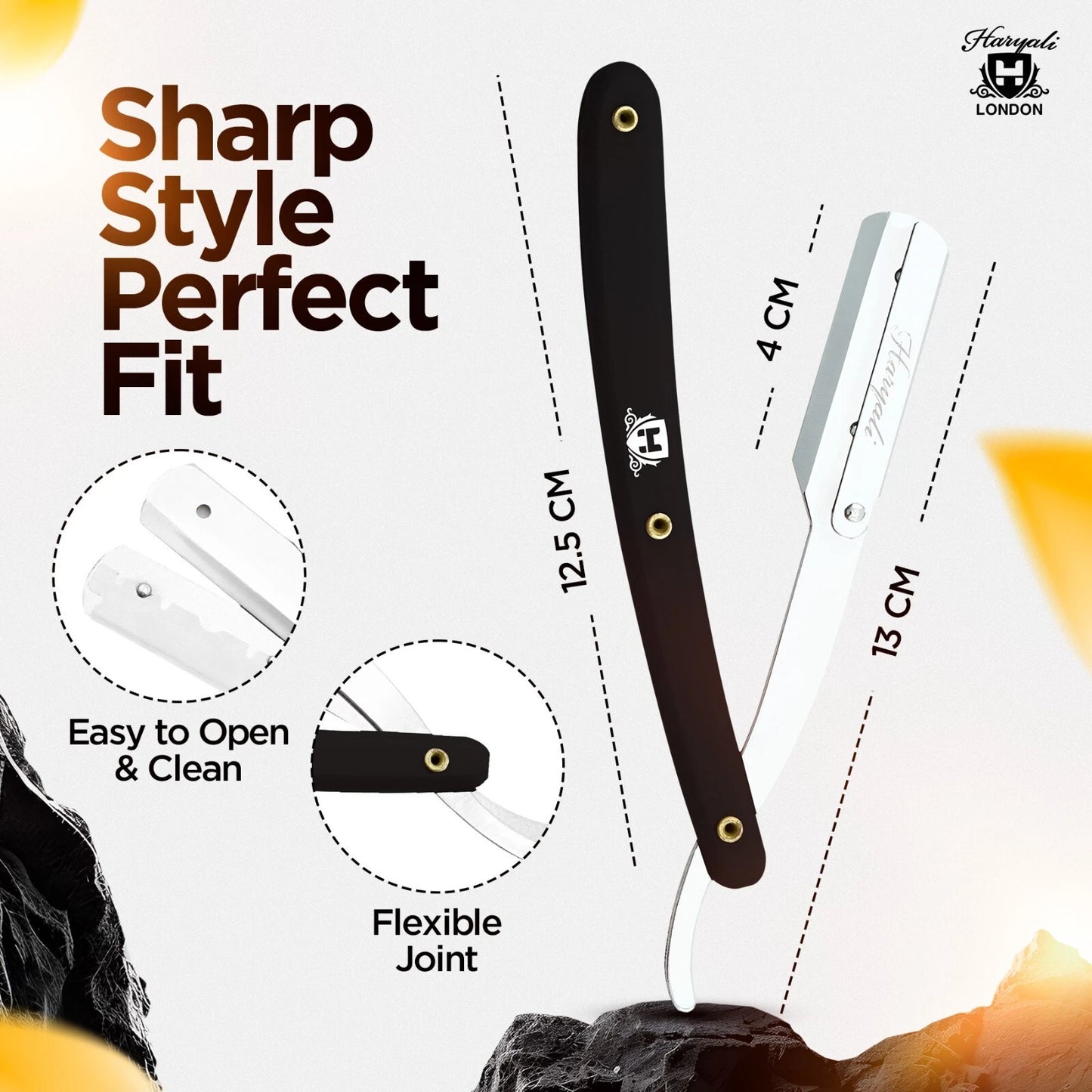 Plastic Cut Throat Razor with Replaceable Blades in Black - HARYALI LONDON