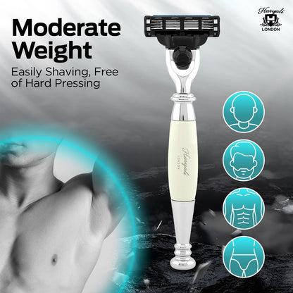 Tandoori 3 Blade Razor Ivory Half Nex Grip - HARYALI LONDON